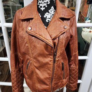 Indigo Saints Faux-Leather Moto Jacket